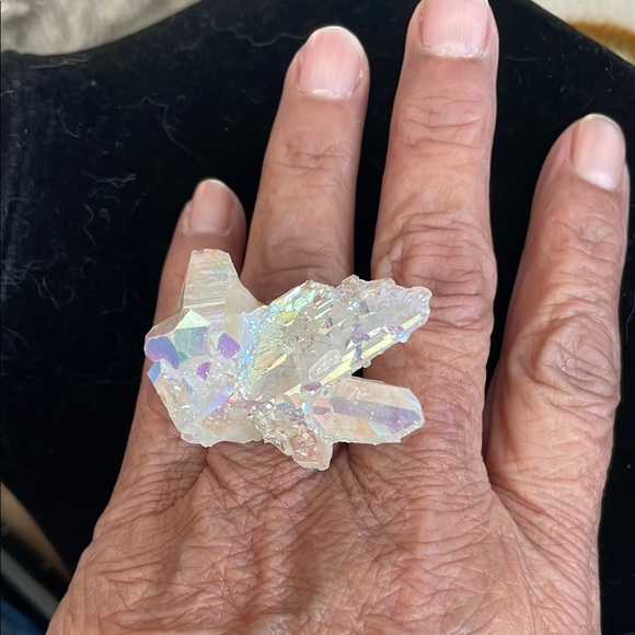Vintage Aura clear crystal adjustable ring - Picture 1 of 7